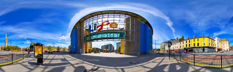 A panoramic view of Centre for Life, Newcastle upon Tyne