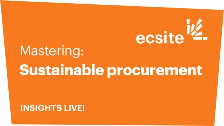 Orange coloured square with the words "mastering sustainable procurement"