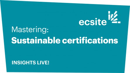 Blue coloured square with the words "mastering sustainable certifications - Insights Live"