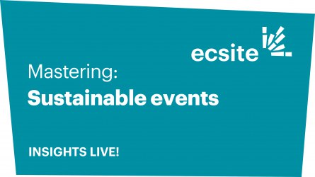 Blue coloured square with the words "mastering sustainable events - Insights Live"
