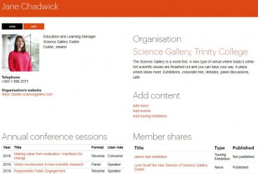 User profile on the Ecsite website (member staff)