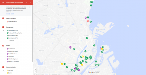 The interactive map for Ecsite 2019 restaurant recommendations