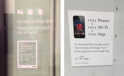 Examples of different styles of app signage