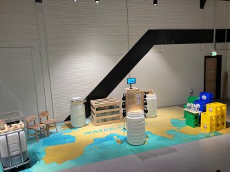 A photo of the WATER-MINING exhibition displayed at NEMO Science Centre, Amsterdam, the Netherlands.