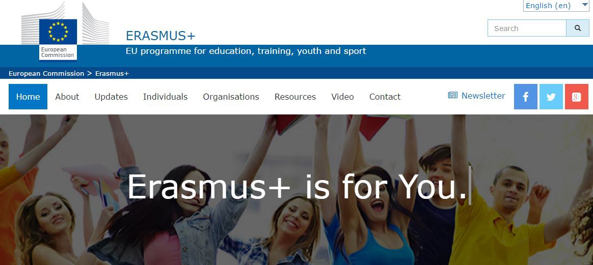 Erasmus + homepage https://ec.europa.eu/programmes/erasmus-plus/node_en