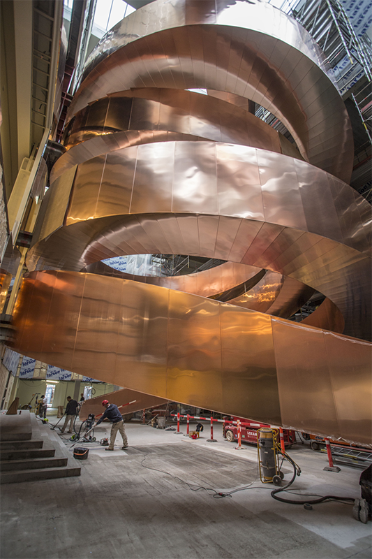 The new Experimentarium's iconic copper helix staircase