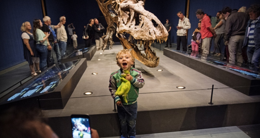  Figure 2: Visitors at Naturalis Biodiversity Center with Trix, an authentic T. rex skeleton.