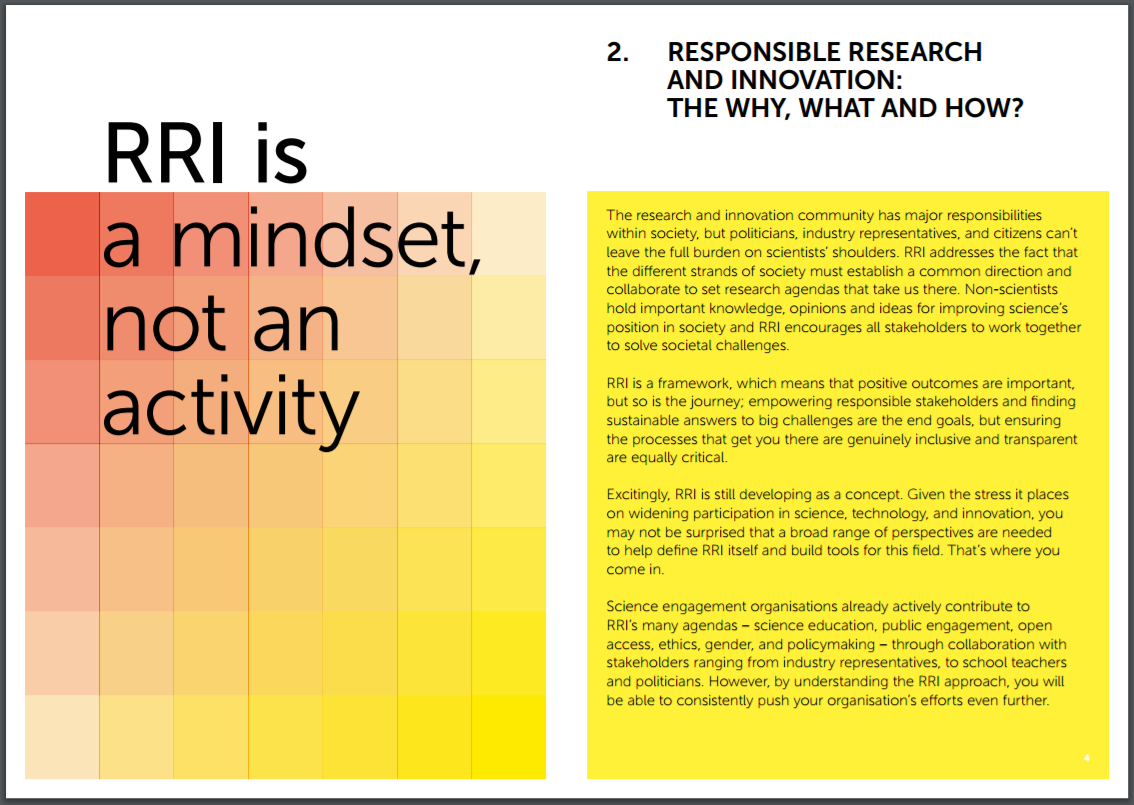 A glimpse of the RRI quick start guide from the RRI Tools project