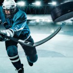 cover image of HOCKEY: Faster Than Ever containing a hockey player shooting a puck