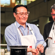 Peter Wong demonstrating modern cooking techniques