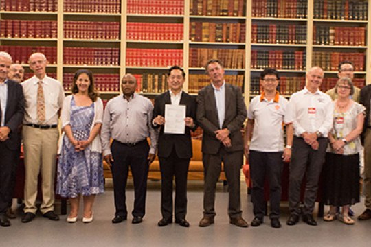 Science centre network representatives at the signature of the Tokyo Protocol in June 2017 (in Porto, Portugal)