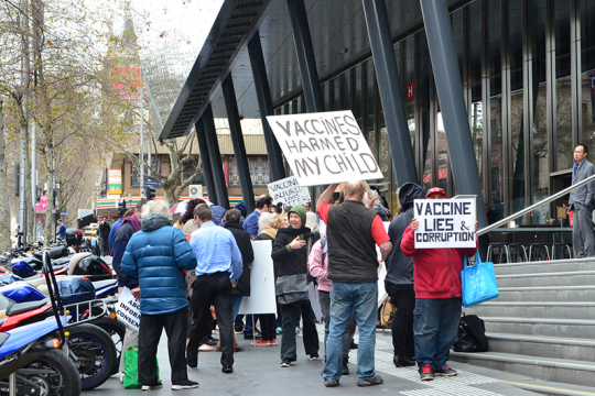 Anti-vaxxer protest in Melbourne, Australia, 14 September 2017. Pic by Alpha.
