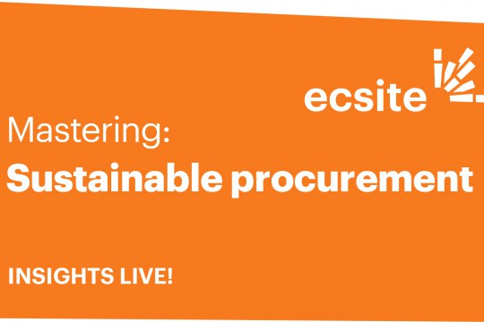 Orange coloured square with the words "mastering sustainable procurement"