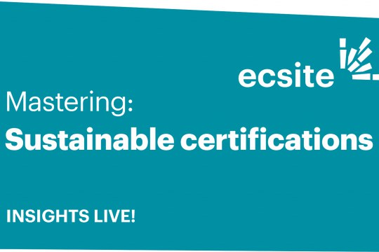 Blue coloured square with the words "mastering sustainable certifications - Insights Live"