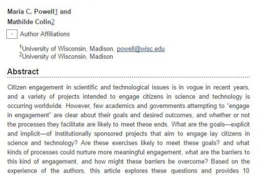 Meaningful Citizen Engagement in Science and Technology What Would it Really Take?