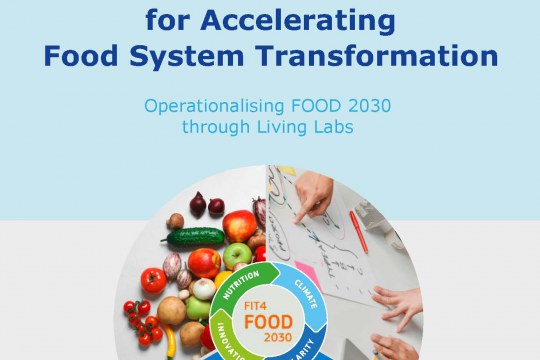 Cover page of the booklet 'Research and Innovation for Accelerating Food System Transformation'