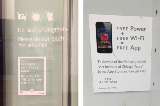 Examples of different styles of app signage