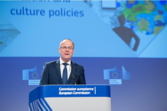 Tibor Navracsics, EU Commissioner in charge of Education, Culture, Youth and Sport, presenting the 2nd education package (including the New Agenda for Culture) at a press conference on 22 May 2018.