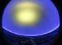 Image of the Heureka Planetarium, lit in the colours of the Ukrainian flag. Credit: Heureka - the Finnish Science Centre